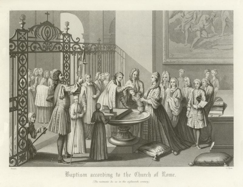 Bautismo según la Iglesia de Roma, siglo XVIII de English School