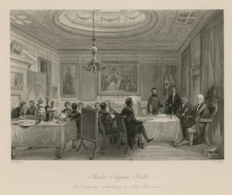 Barber Surgeons Hall, la Compañía admitiendo un nuevo miembro de English School