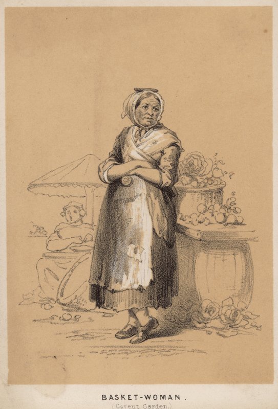 Mujer con canasta de Covent Garden de English School