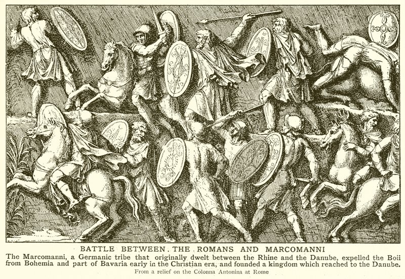 Batalla entre los romanos y los marcomanos de English School