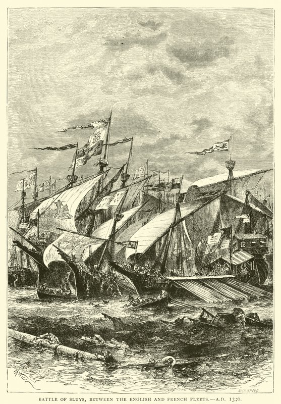 Batalla de Sluys, entre las flotas inglesa y francesa, AD 1340 de English School