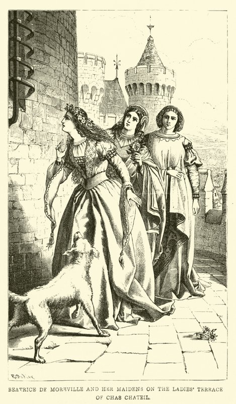 Beatrice de Moreville y sus doncellas en la Terraza de las Damas de Chas Chateil de English School