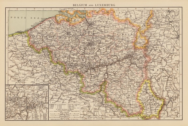 Bélgica y Luxemburgo (litografía en color) de English School