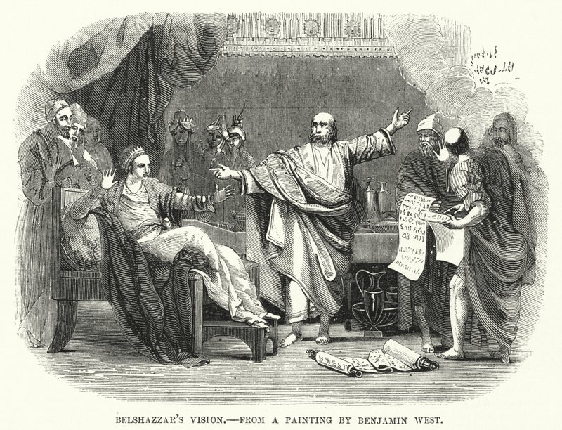 Visión de Belsasar, de una pintura de Benjamin West (grabado) de English School