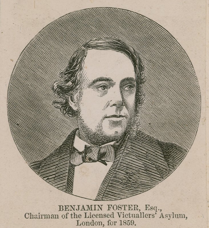 Benjamin Foster, Presidente del Asilo de Taberneros Licenciados, Londres, 1859 de English School