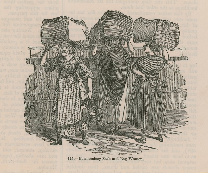 Mujeres de sacos y bolsas de Bermondsey de English School