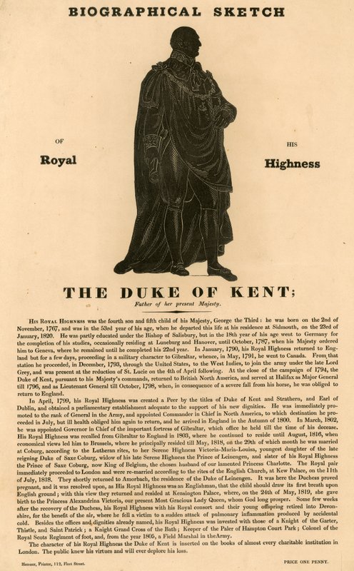 Bosquejo biográfico de Su Alteza Real el Duque de Kent, padre de su actual Majestad de English School