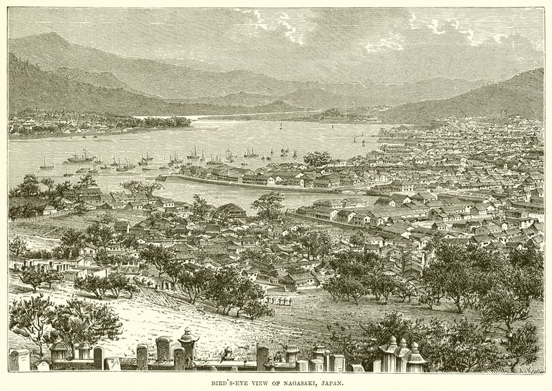 Vista aérea de Nagasaki, Japón de English School