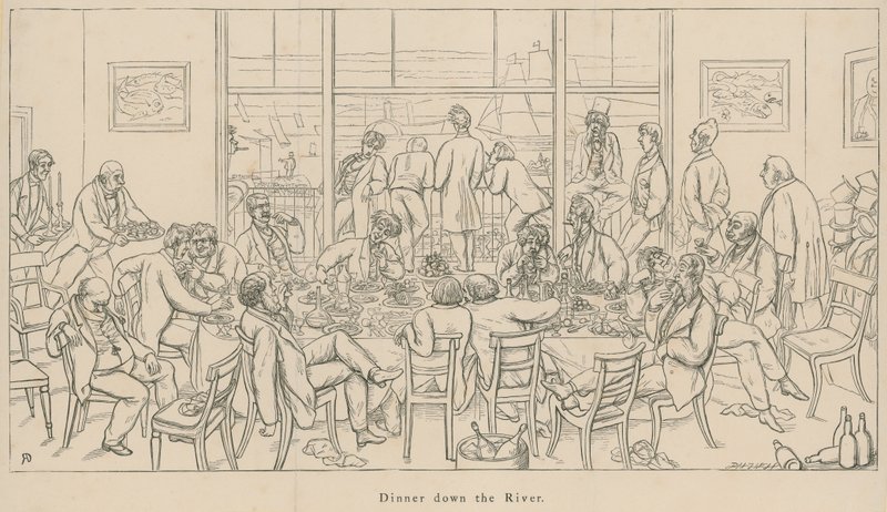Vistas aéreas de la sociedad: Cena en el río de English School