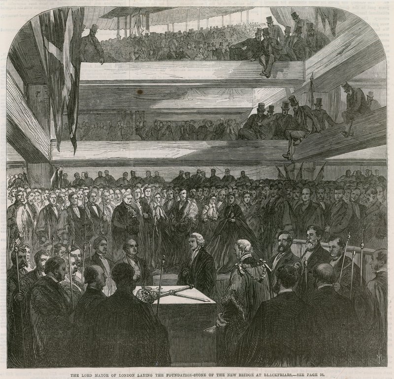 Puente de Blackfriars. Ceremonia de colocación de la primera piedra, 20 de julio de 1865 de English School