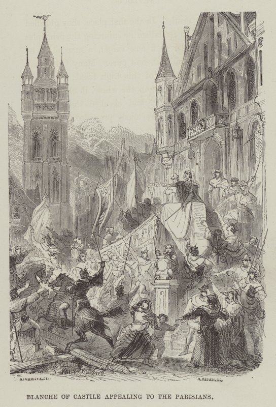 Blanca de Castilla apelando a los parisinos (grabado) de English School