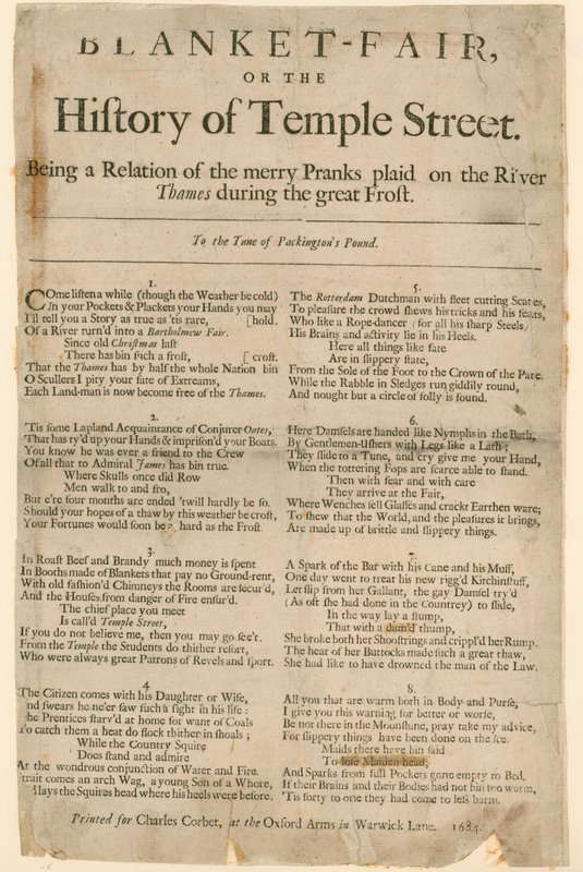Feria de Mantas. Poema sobre la Feria de Hielo de 1684 de English School