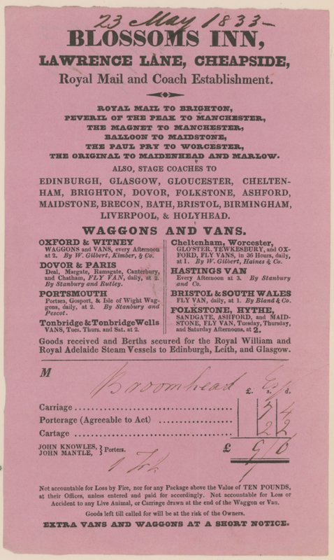 Blossoms Inn, Lawrence Lane, Cheapside, Bill de English School