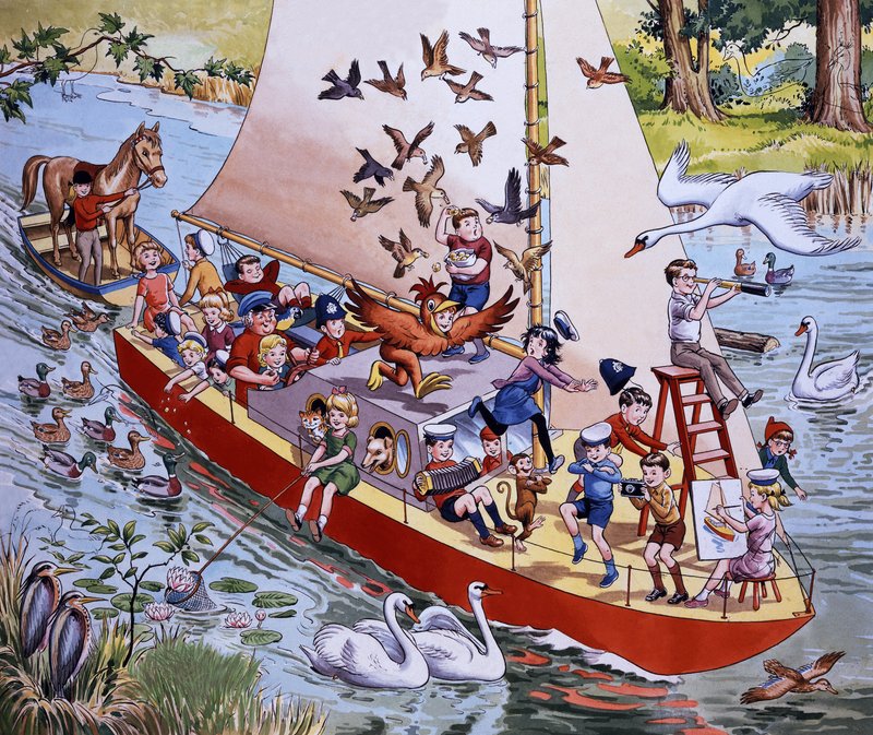 Escena en barco (con objetos ocultos) de English School