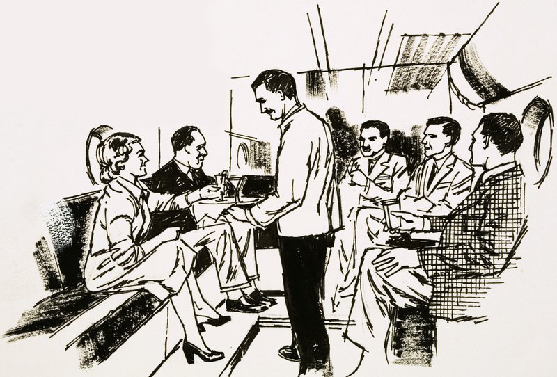 Salón de cócteles en la cubierta inferior del Boeing Stratocruiser de English School