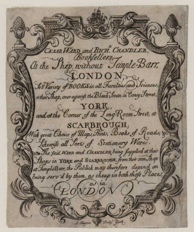 Libreros, Caesar Ward y Richard Chandler, tarjeta comercial de English School