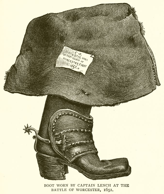 Bota usada por el capitán Lench en la batalla de Worcester, 1651 de English School
