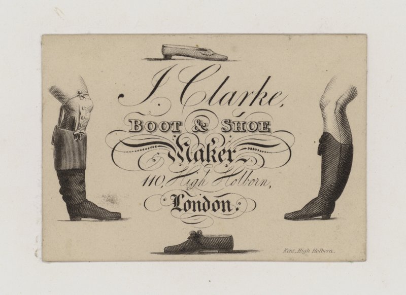 Zapatero, J Clarke, tarjeta comercial de English School