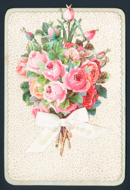 Ramo de rosas rosadas, tarjeta de Navidad de English School