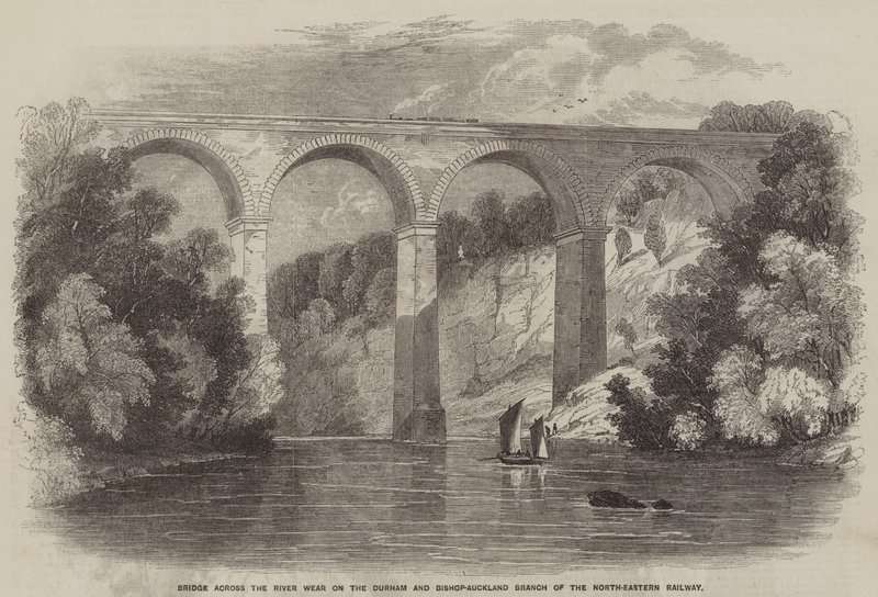 Puente sobre el río Wear en la rama Durham y Bishop-Auckland del Ferrocarril del Noreste de English School