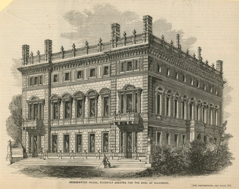Bridgewater House, recientemente erigida para el Conde de Ellesmere de English School
