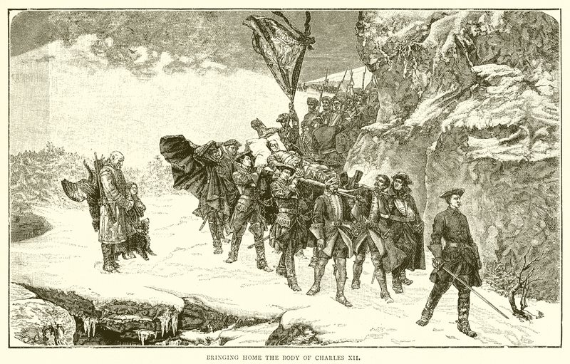 Llevando a casa el cuerpo de Carlos XII de English School