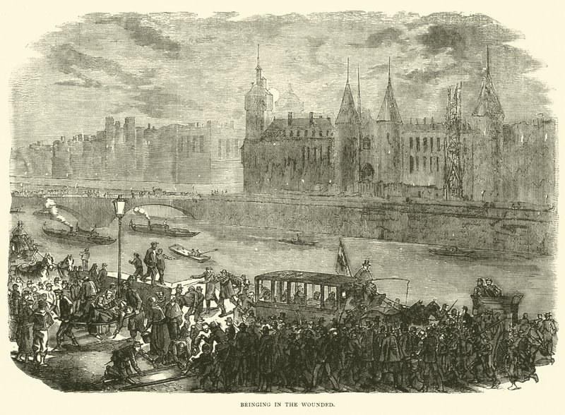 Llevando a los heridos, noviembre 1870 de English School