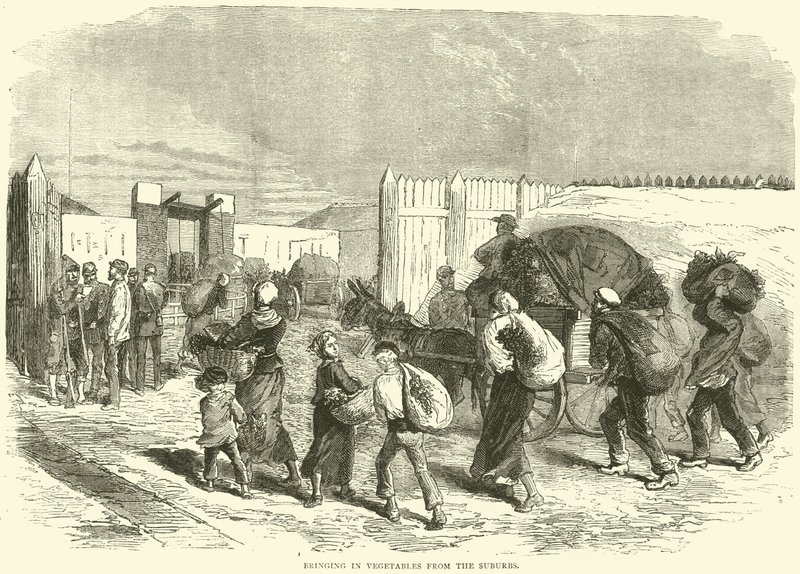 Traer verduras de los suburbios, octubre de 1870 de English School