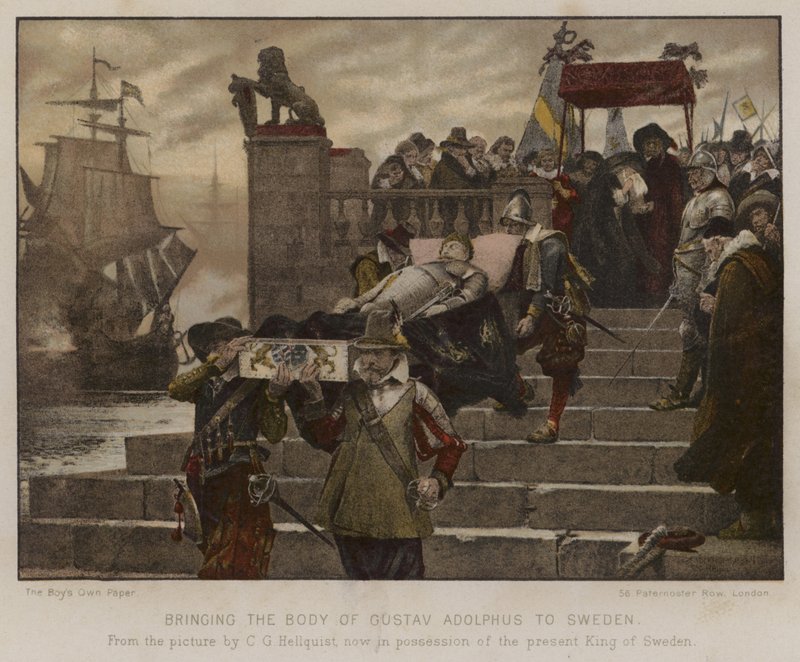 Llevando el cuerpo de Gustavo Adolfo a Suecia, 1632 de English School