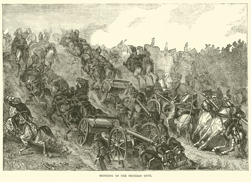 Llevando los cañones prusianos, agosto 1870 de English School