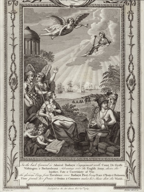Victoria del almirante británico George Rodney sobre la flota francesa comandada por el Conde de Grasse en la Batalla de los Saintes, Guerra de Independencia Americana, 1782 de English School