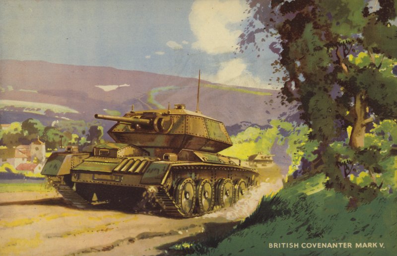 Tanque británico Covenanter Mark V, Segunda Guerra Mundial (litografia en color) de English School