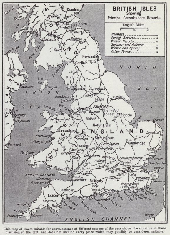 Islas Británicas, principales centros de convalecencia de English School