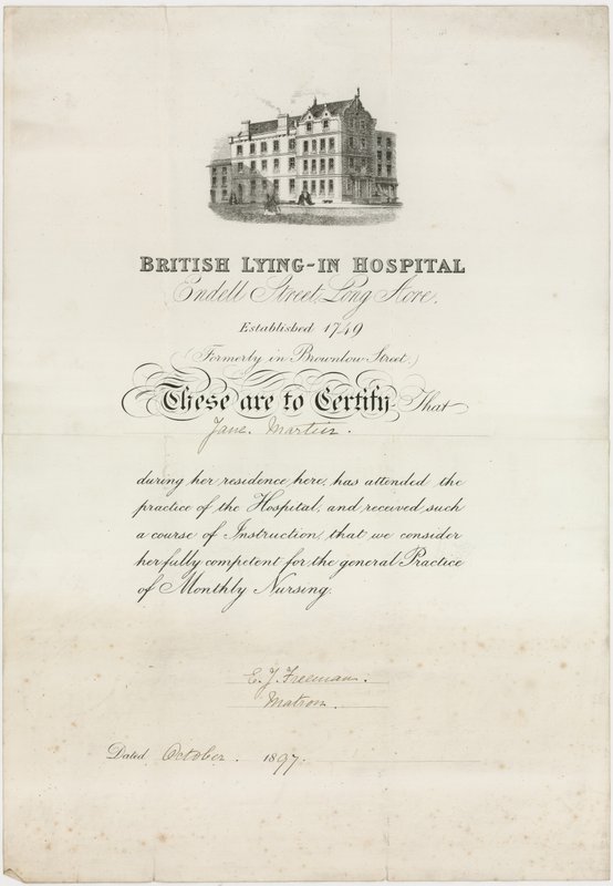 Hospital Británico de Maternidad. Certificado de enfermería de English School