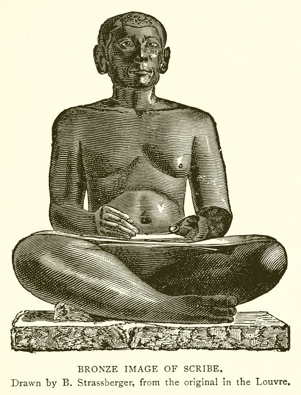Imagen de bronce de un escriba (grabado) de English School