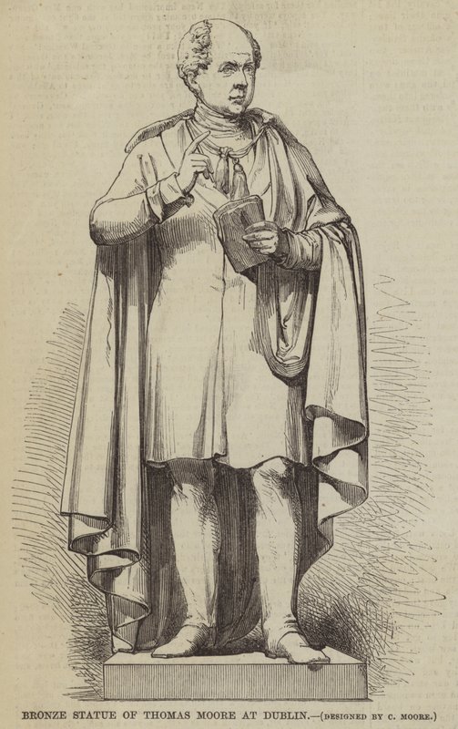 Estatua de bronce de Thomas Moore en Dublín (grabado) de English School