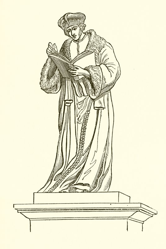 Estatua de bronce de Erasmo en Rotterdam (grabado) de English School
