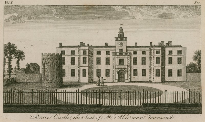 Castillo de Bruce, Tottenham, Londres, la residencia del Sr. Alderman Townsend de English School