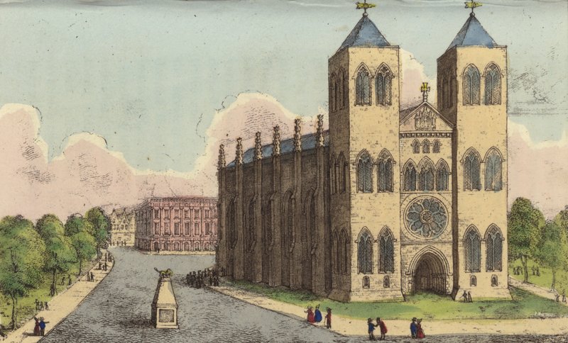 Catedral de Brunswick, Alemania, lugar de descanso final de la reina Carolina, esposa separada del rey Jorge IV (grabado en color) de English School