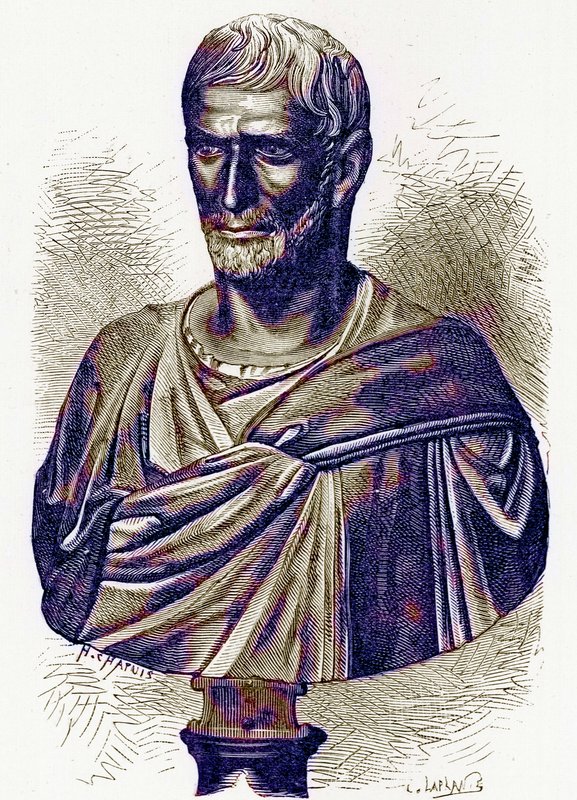 Bruto, busto en el Capitolio, ilustración de la Historia de Roma de Victor Duruy, publicada en 1884 de English School