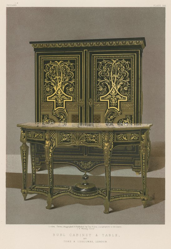 Gabinete y mesa de Buhl de English School