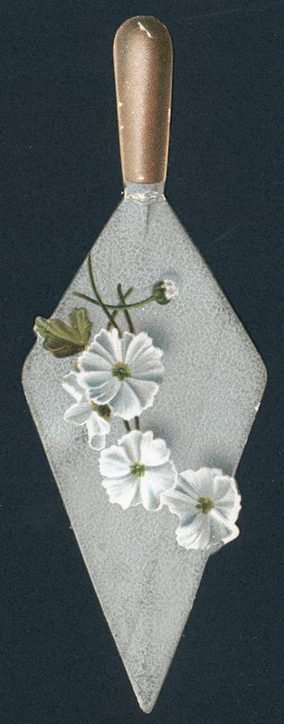 Paleta de albañil y flores, tarjeta de Navidad de English School