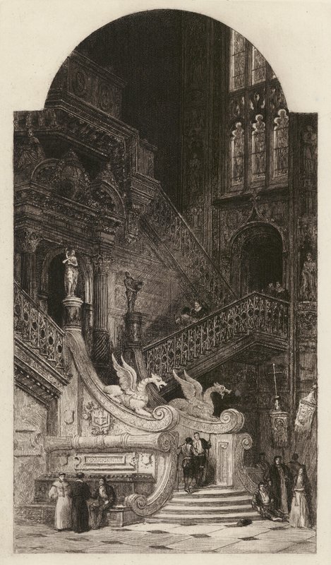 Catedral de Burgos, grabado por C O Murray, según David Roberts (litografía) de English School