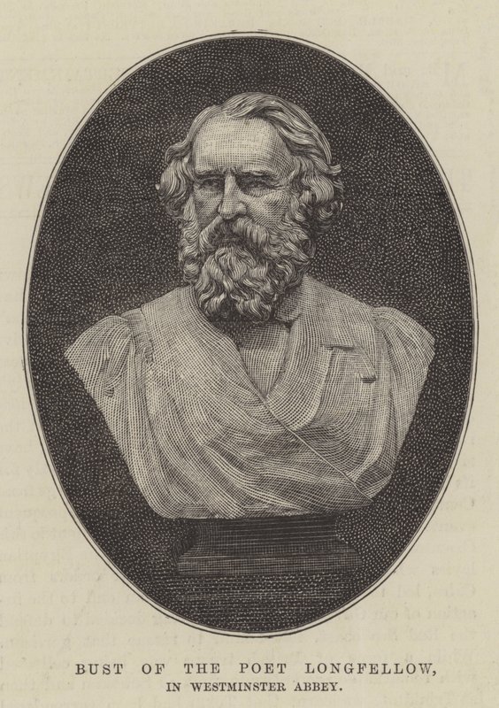Busto del Poeta Longfellow, en la Abadía de Westminster (grabado) de English School