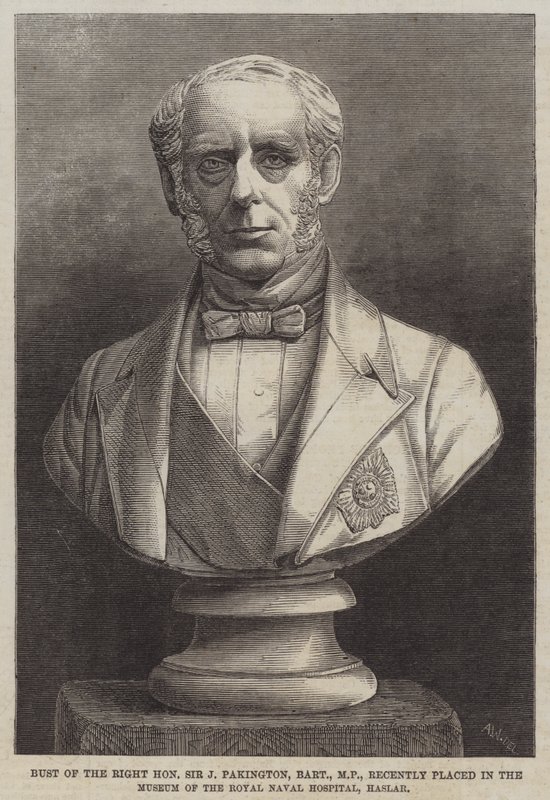 Busto del Muy Honorable Sir J Pakington, Baronet, MP, recientemente colocado en el Museo del Hospital Naval Real, Haslar de English School