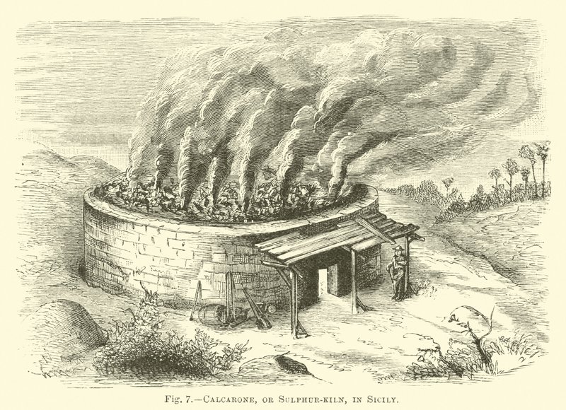 Calcarone, o horno de azufre, en Sicilia de English School