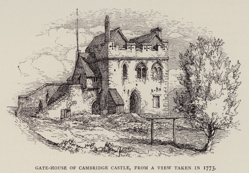 Cambridge: Casa de la Puerta del Castillo de Cambridge, desde una vista tomada en 1773 de English School