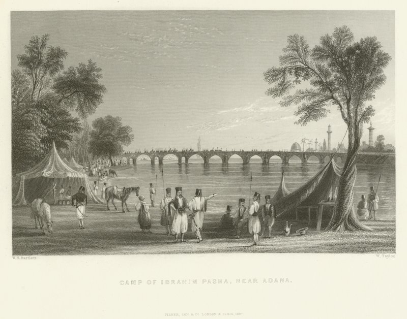 Campamento de Ibrahim Pasha, cerca de Adana, Turquía, 1837 de English School