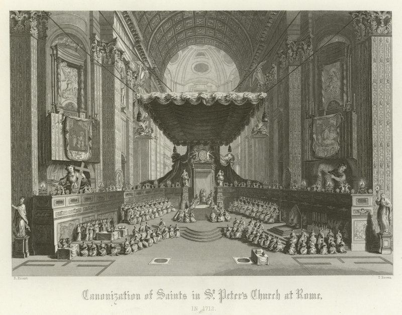 Canonización de santos en la Iglesia de San Pedro, Roma, 1712 de English School