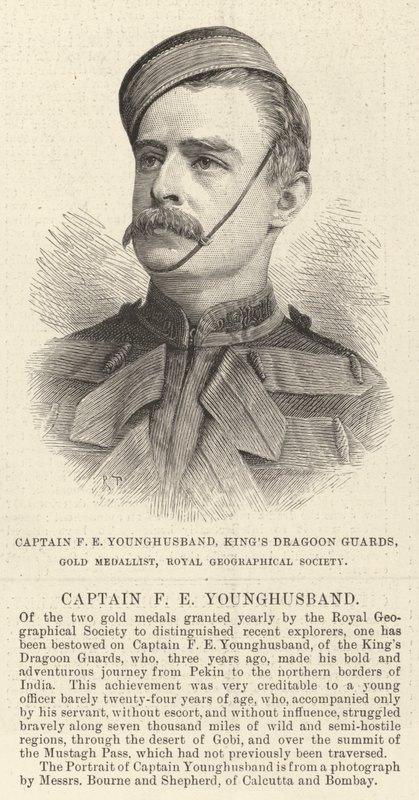 Capitán F E Younghusband, Guardias de Dragones del Rey, Medallista de Oro, Sociedad Geográfica Real de English School